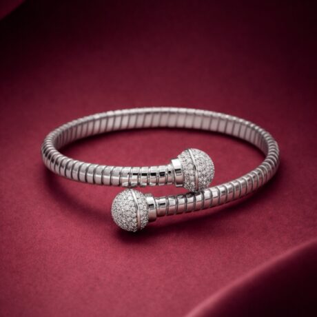 Silver Radiance Pavé Ball Cuff Bracelet