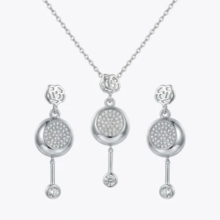 Rose Glow Round Drop Pendant & Earrings Combo