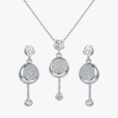 Rose Glow Round Drop Pendant & Earrings Combo