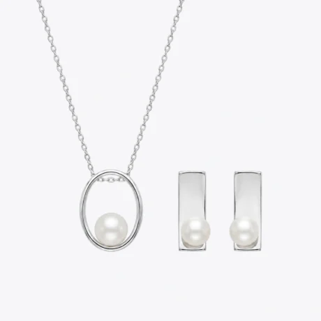 Alencia Minimalist Geometric Pearl Set