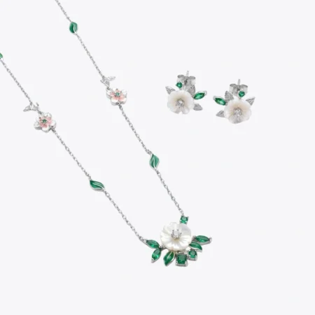 Lustrous Baguette Loop & Pearl Set