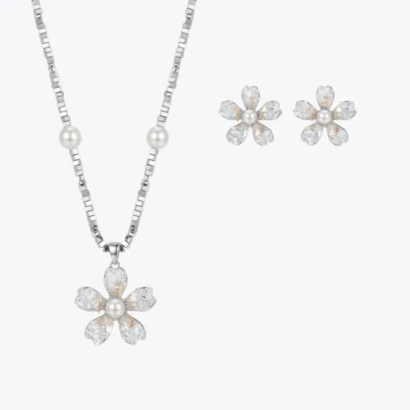 Blossom Pearl 925 Silver Jewelry Set