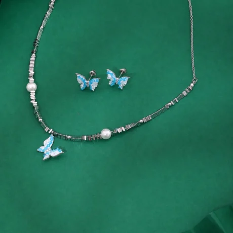ALENCIA Azure Blossom Crystal & Pearl Jewelry Set