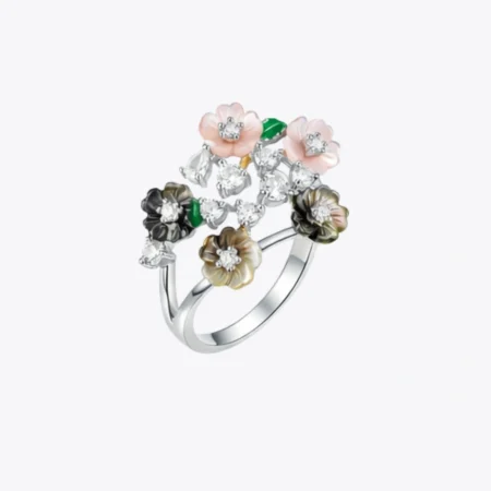 Alencia Enchanted Blossom Silver Floral Ring