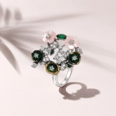 Alencia Enchanted Blossom Silver Floral Ring