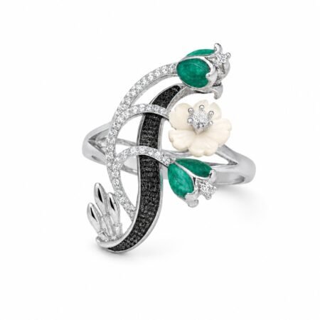 Emerald Bloom Floral Statement Ring
