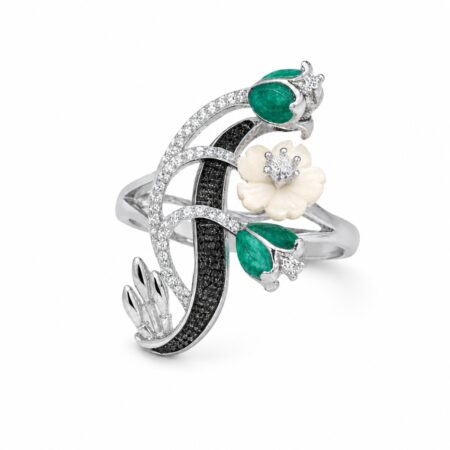 Emerald Bloom Floral Statement Ring