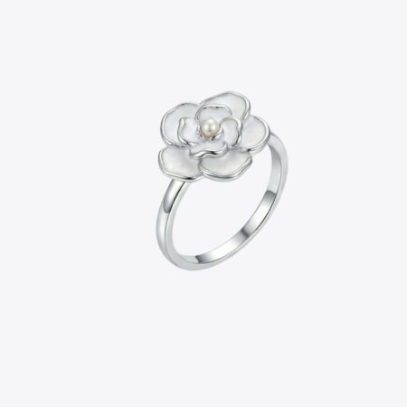 Pearl Bloom Silver Floral Ring