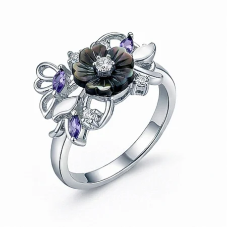 Alencia Midnight Bloom Ring
