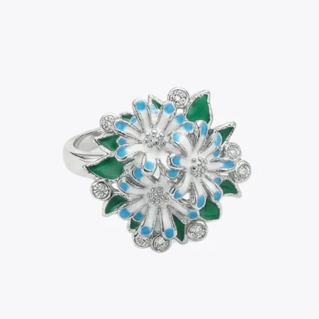 Azure Bloom Enamel Ring