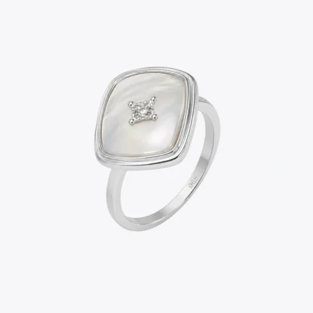 Mother of Pearl Square Silver Ring