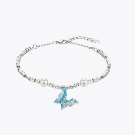 Iridescent Butterfly & Pearl Bracelet