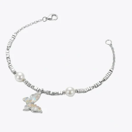 Iridescent Butterfly & Pearl Bracelet