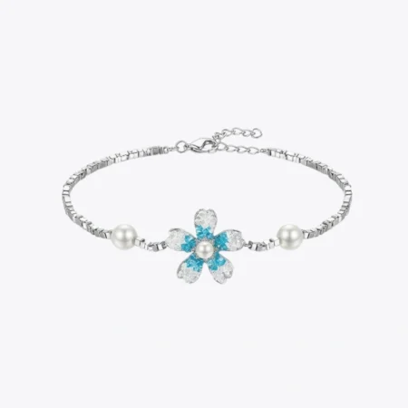 ALENCIA Azure Blossom Crystal & Pearl Bracelet