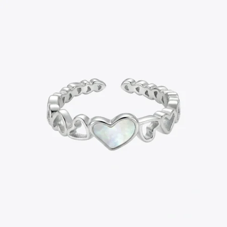 ALENCIA Mother of Pearl Heart Open Ring