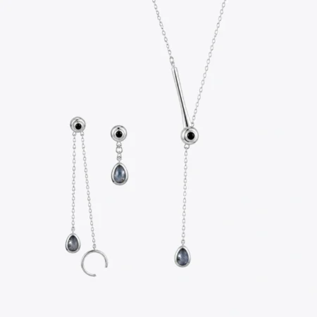 Silver Lunar Drop Jewellery Set
