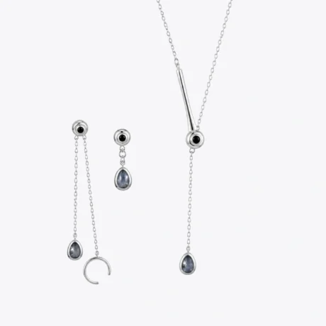 Silver Lunar Drop Jewellery Set