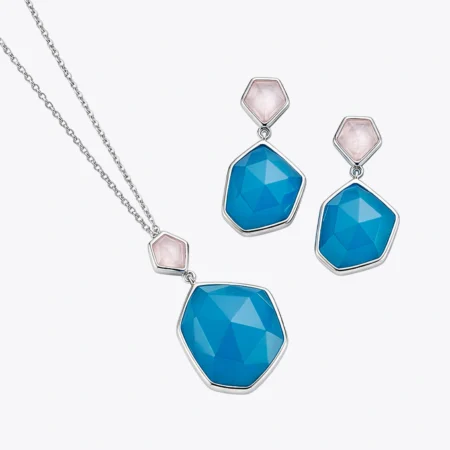 Alencia Geometric Blue & Pink Silver Set