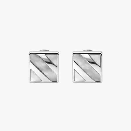 Geometric Silver Square Stud Earrings