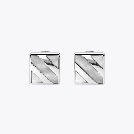 Geometric Silver Square Stud Earrings