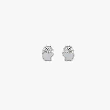 Apple Charm Silver Stud Earrings