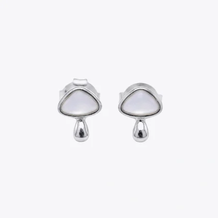 Pearl Teardrop Silver Stud Earrings