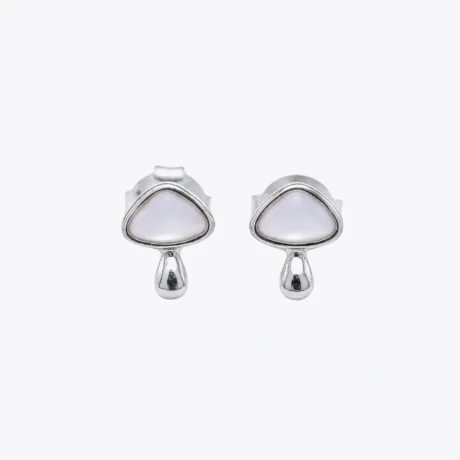Pearl Teardrop Silver Stud Earrings