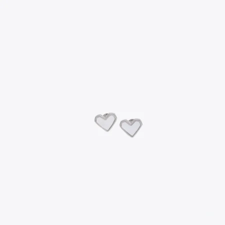 Minimal Heart Silver Stud Earrings
