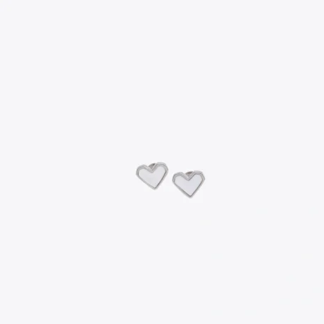 Minimal Heart Silver Stud Earrings