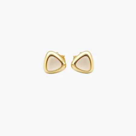 Golden Triangle Pearl Stud Earrings