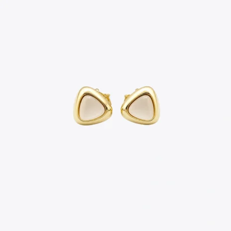 Golden Triangle Pearl Stud Earrings