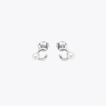 Pearl Curve Hoop Stud Earrings