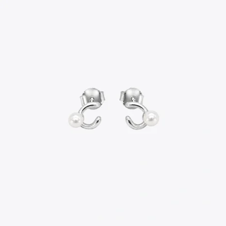 Pearl Curve Hoop Stud Earrings