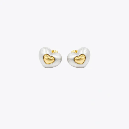 Two-Tone Heart Stud Earrings