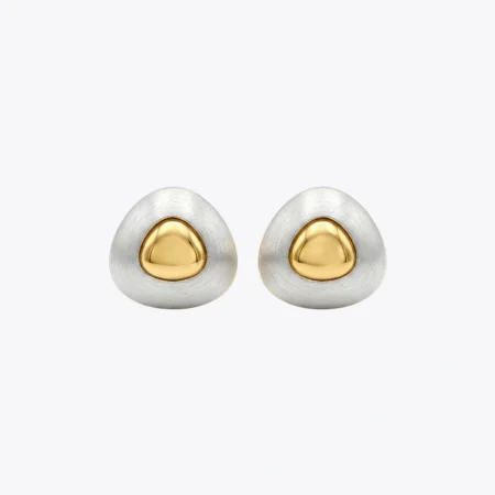 Dual-Tone Pebble Stud Earrings