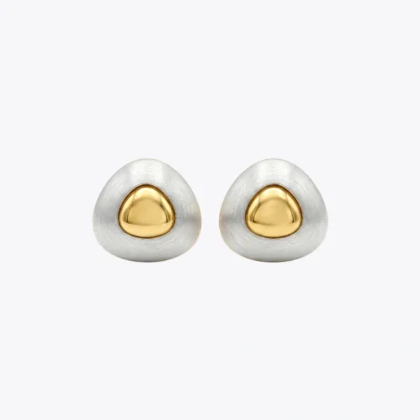 Dual-Tone Pebble Stud Earrings