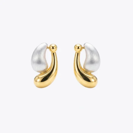 Two-Tone Sculpted Drop Earrings