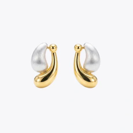 Two-Tone Sculpted Drop Earrings