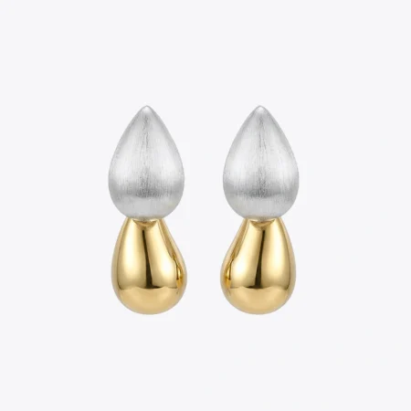 Dual-Tone Teardrop Statement Earrings