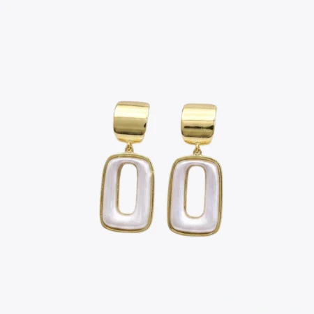 Gold & Pearl Rectangular Drop Earrings
