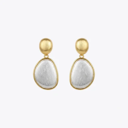 Two-Tone Brushed Teardrop Earrings