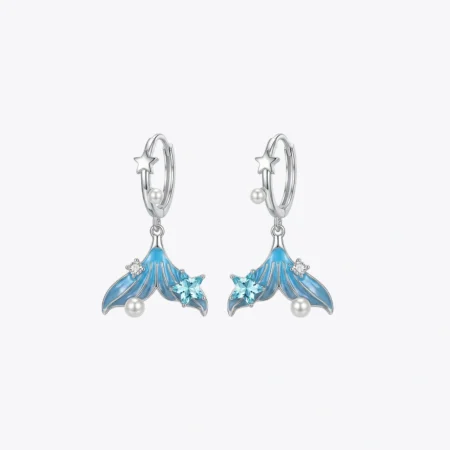 Ocean Tail Star Pearl Drop Earrings