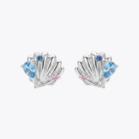 Ocean Shell Silver Stud Earrings