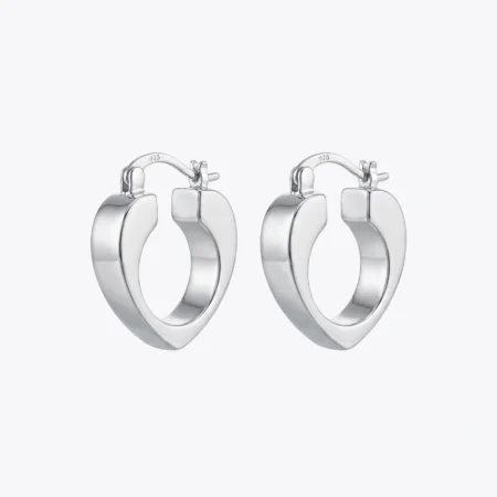 925 Silver Heart Hoop Earrings