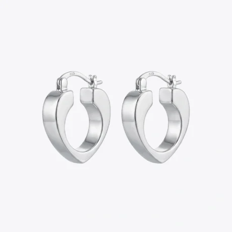 925 Silver Heart Hoop Earrings