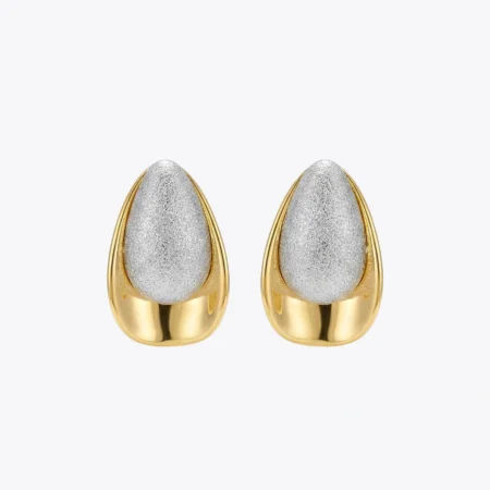 Two-Tone Teardrop Stud Earrings