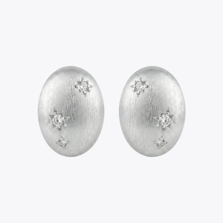 Celestial Oval Silver Stud Earrings