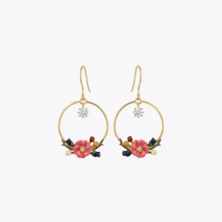 Floral Hoop Drop Earrings