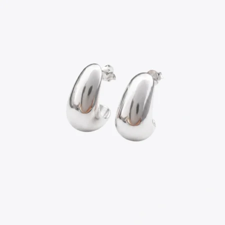 Chunky Silver Huggie Hoop Earrings