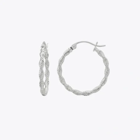 Twisted Rope Silver Hoop Earrings
